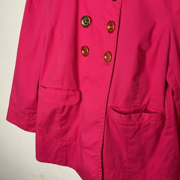 RARE Juicy Couture Fuchsia Trench Coat Vintage 3/4 Sleeve Style Vintage Y2K, S - Picture 5 of 13